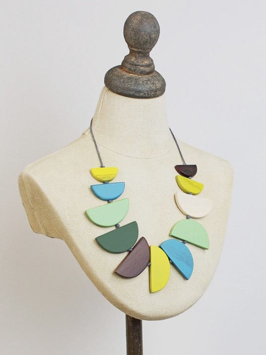 Suzie Blue Jewellery Suzie Blue Wooden Half Moon Fan Necklace
