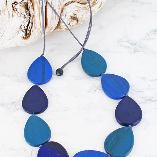 Load image into Gallery viewer, Suzie Blue Jewellery Suzie Blue Wooden Teardrop Necklace
