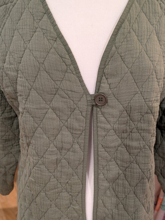 Suzy D Fashion Suzy D Connor Quilted One Button Jacket Olive