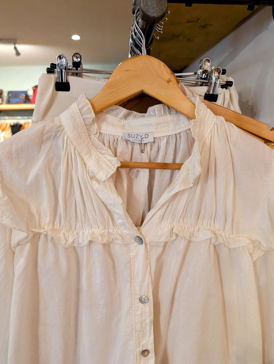 Load image into Gallery viewer, Suzy D Fashion Suzy D London Cosima Frill Front Blouse Cream
