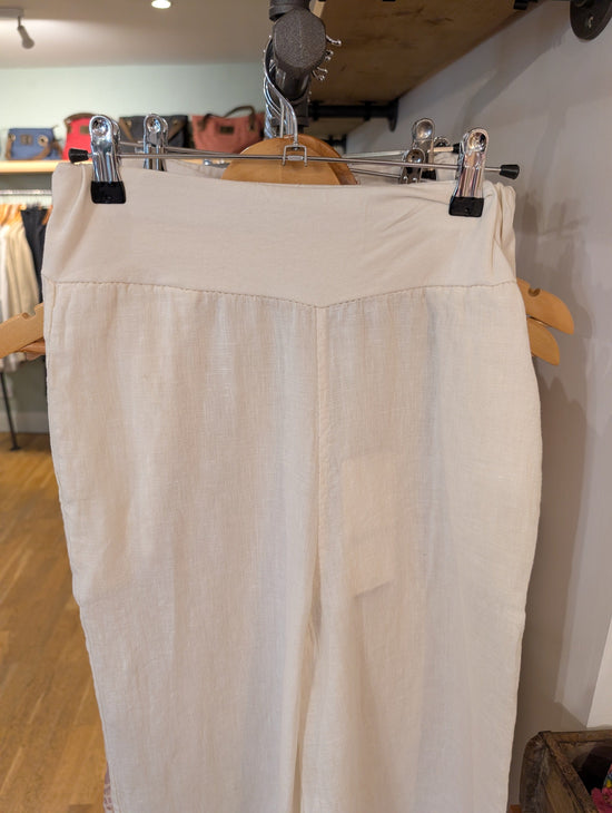 Load image into Gallery viewer, Suzy D Fashion Suzy D London Sultan Wide Leg Linen Pants Cream
