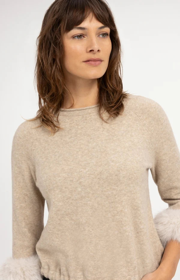Yaya Sweater with Detachable Faux Fur Cuffs