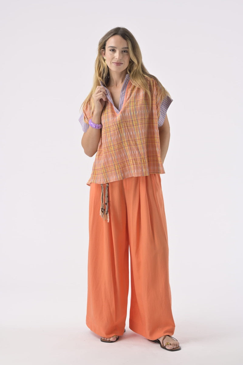 Orfeo Nah Blouse Orange Check