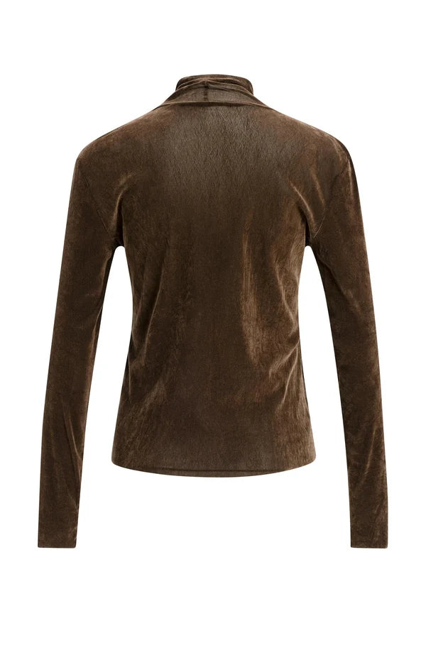 Yaya Velvet Mesh Top with High Neck