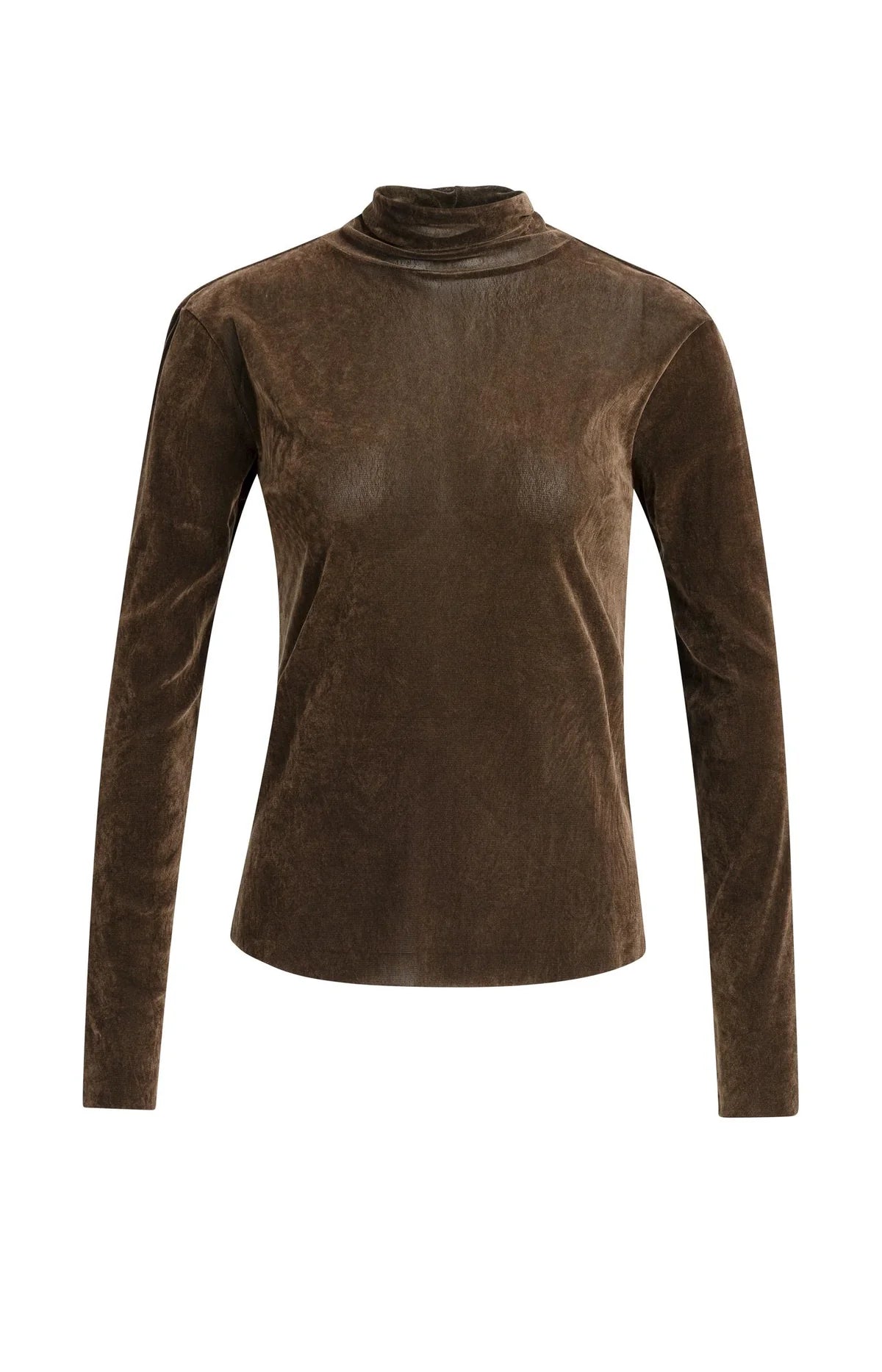 Yaya Velvet Mesh Top with High Neck