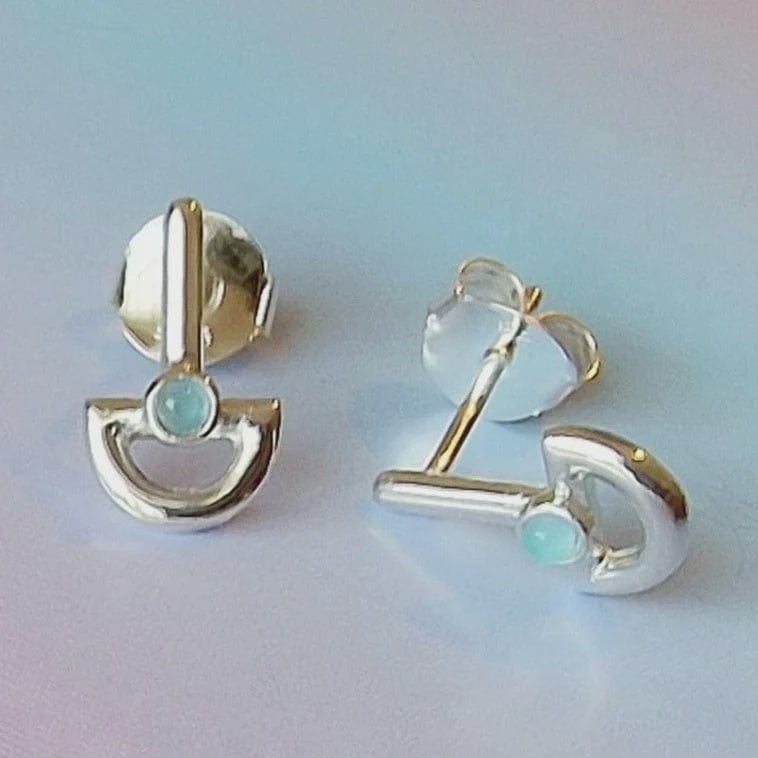 Vurchoo Jewellery Vurchoo Studs of Hope Blue Chalcedony Boat Silver Earrings