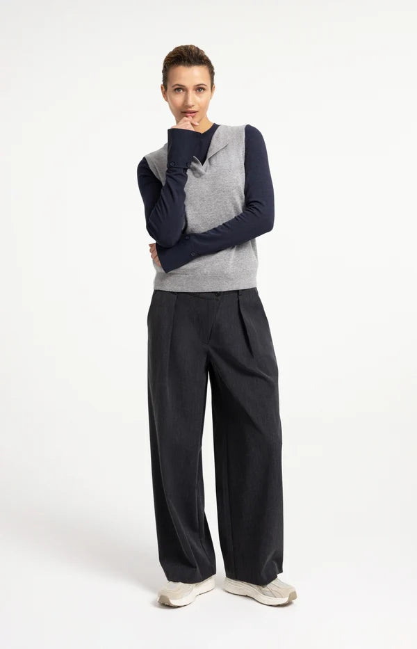 Yaya Woven Trousers Wide Leg Asymmetrical Closure