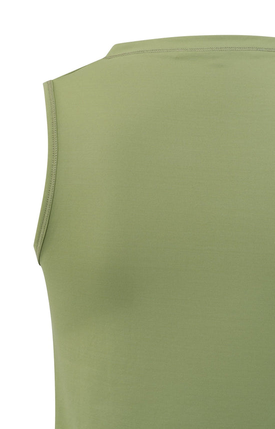 YAYA Fashion XS Yaya Singlet Neck Detail Top Sage Green