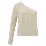 YAYA Fashion Yaya Cable Sweater Slanted Neckline Sleeveless Side