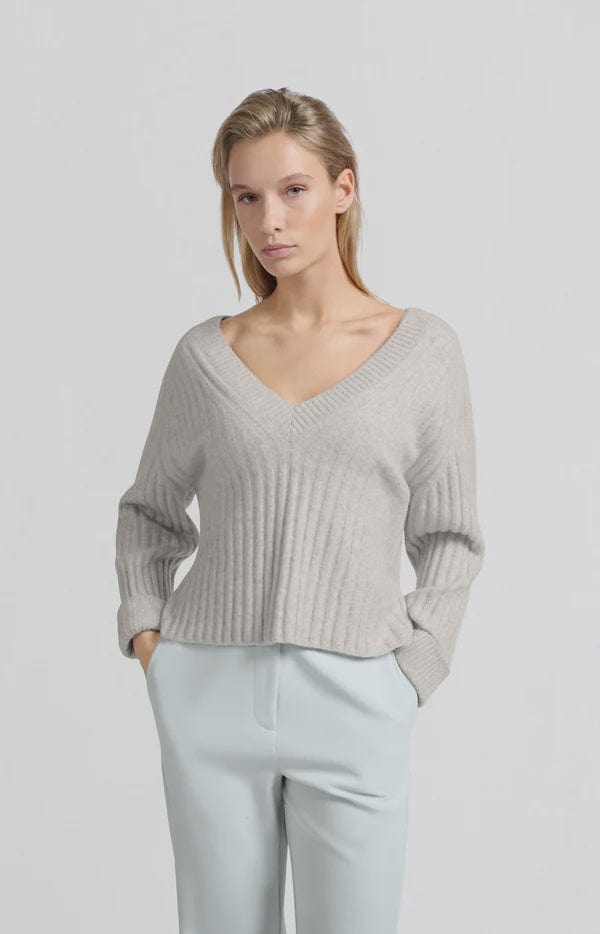 YAYA Fashion Yaya Ribbed Jumper with V-Neck