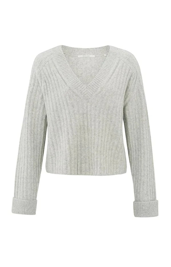 YAYA Fashion Yaya Ribbed Jumper with V-Neck