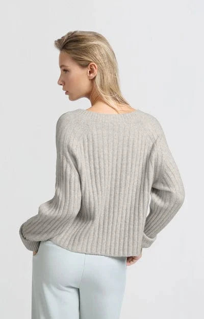 YAYA Fashion Yaya Ribbed Jumper with V-Neck