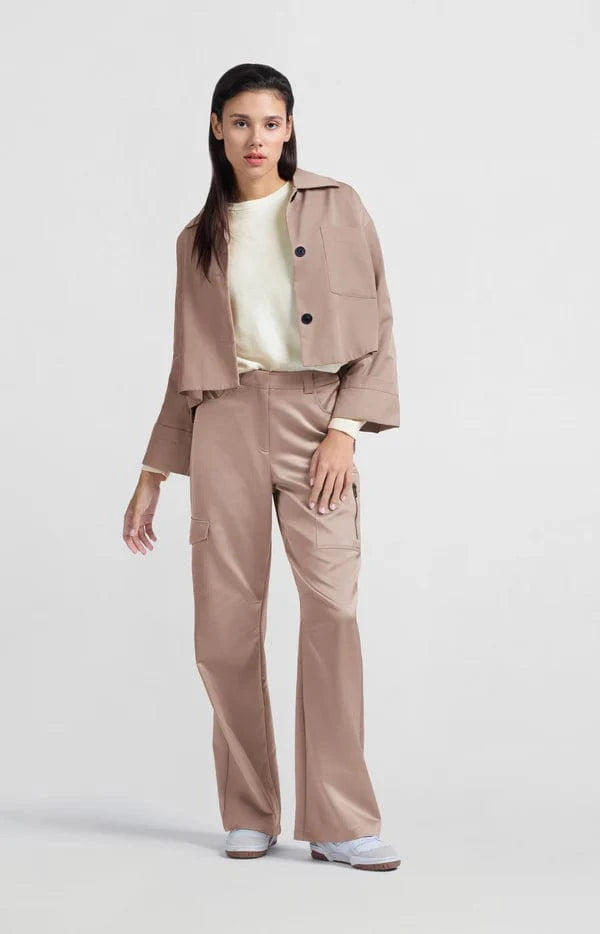 YAYA Fashion Yaya Satin Cargo Trousers Dusty Pink