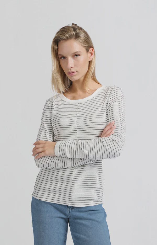 YAYA Fashion Yaya Striped Top with Center Seam