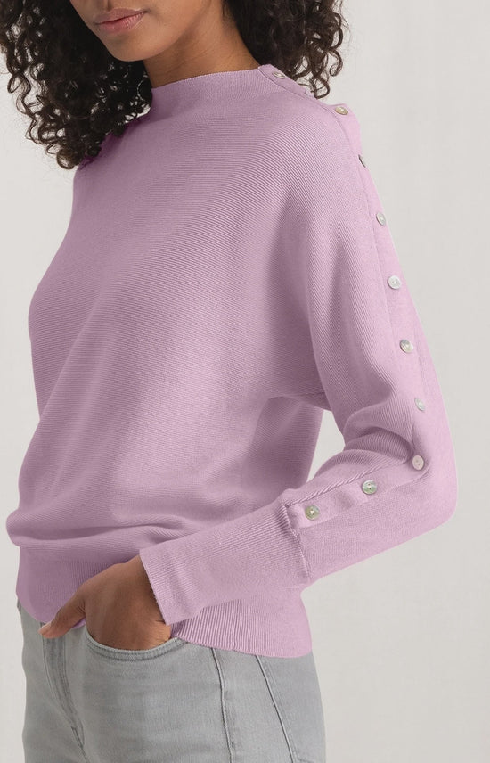 YAYA Fashion Yaya Sweater Boatneck Button Detail Sleeves