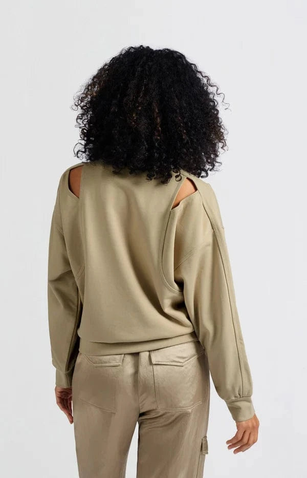 YAYA Fashion Yaya Sweatshirt with Open Shoulder Details