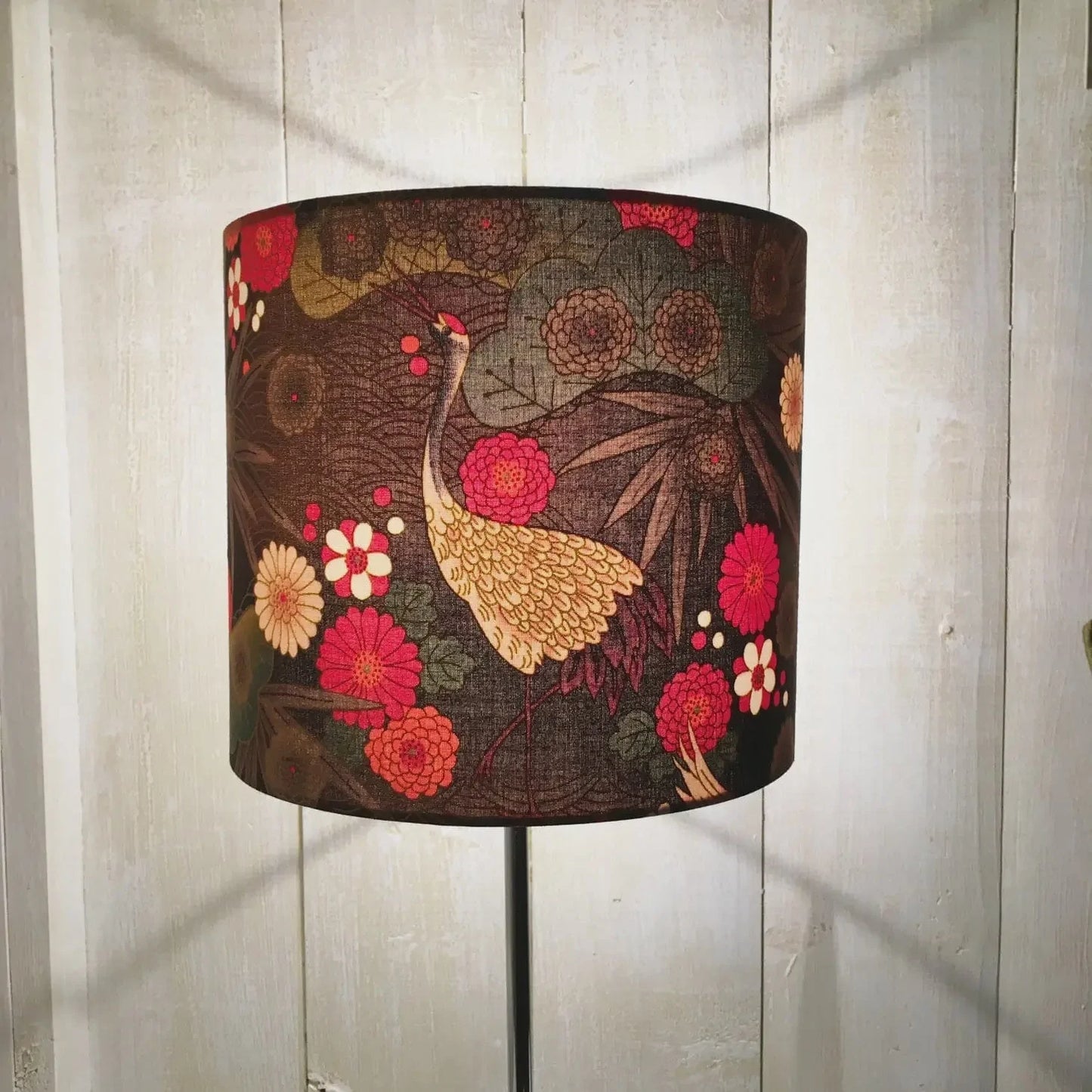 A Shade Unusual Homewares Cranes Lampshade Black/Brown/Gold 25cm