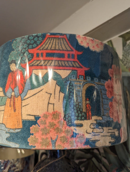 Jarapa Homewares Japanese Garden Velvet Lampshade Gold Lining