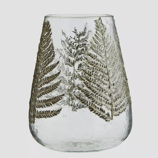 Madam Stoltz Homewares Madam Stoltz Glass Vase with Leaves