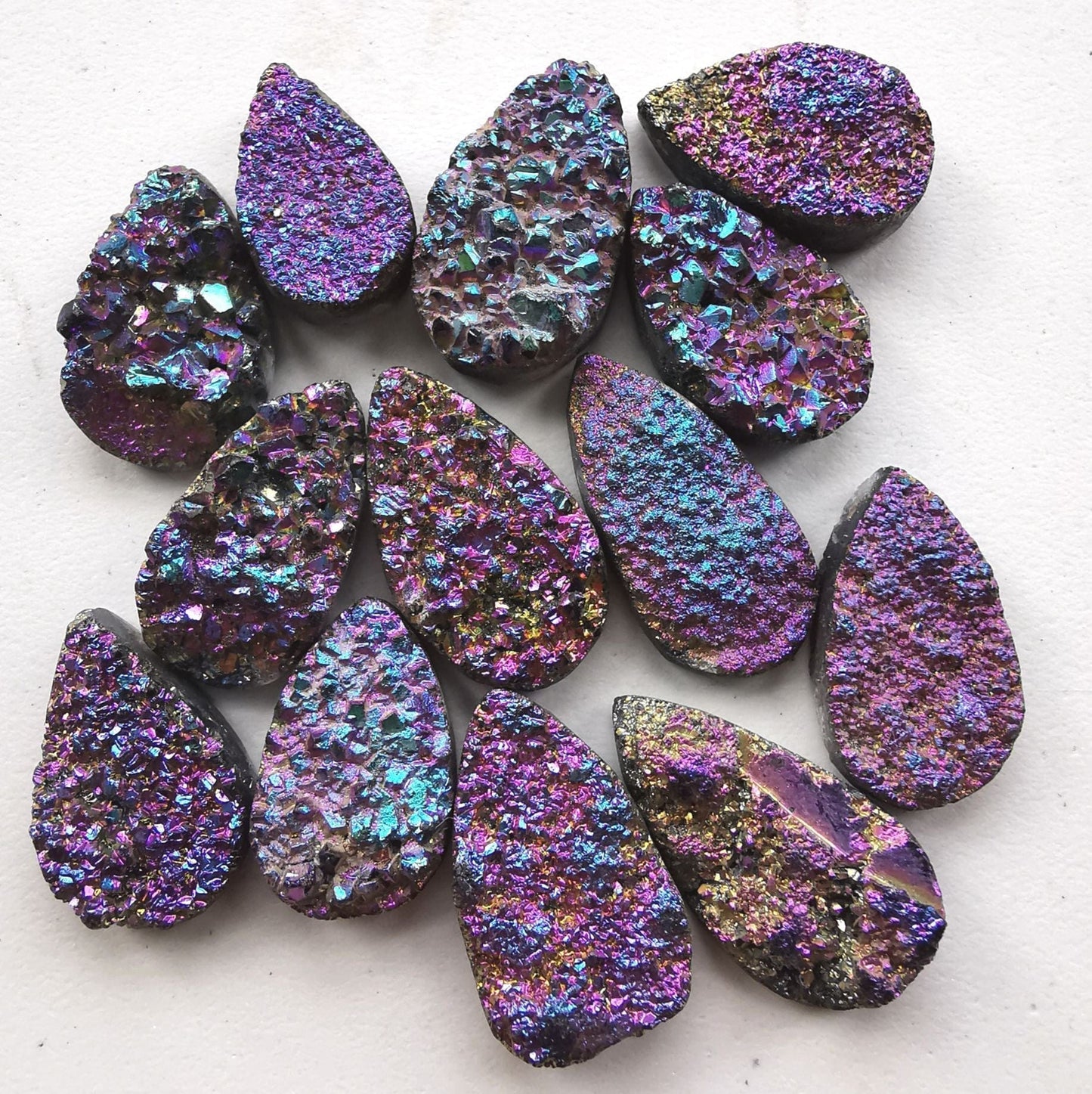 Precious Sparkle Druzy Quartz Faceted Pear Briolette (per bead)