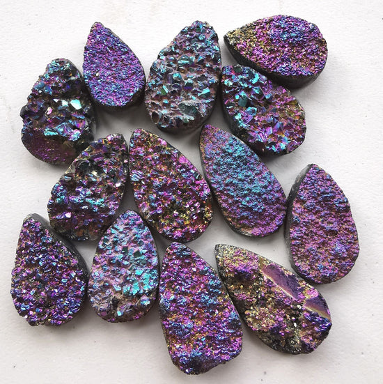 Precious Sparkle Druzy Quartz Faceted Pear Briolette (per bead)