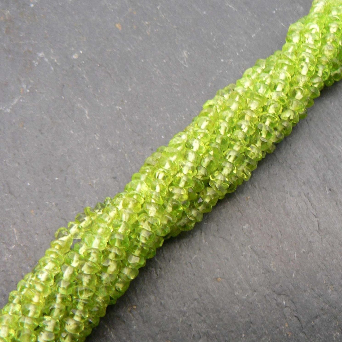 Precious Sparkle Peridot 3.5-4mm Faceted Rondelle Beads 15" Strand