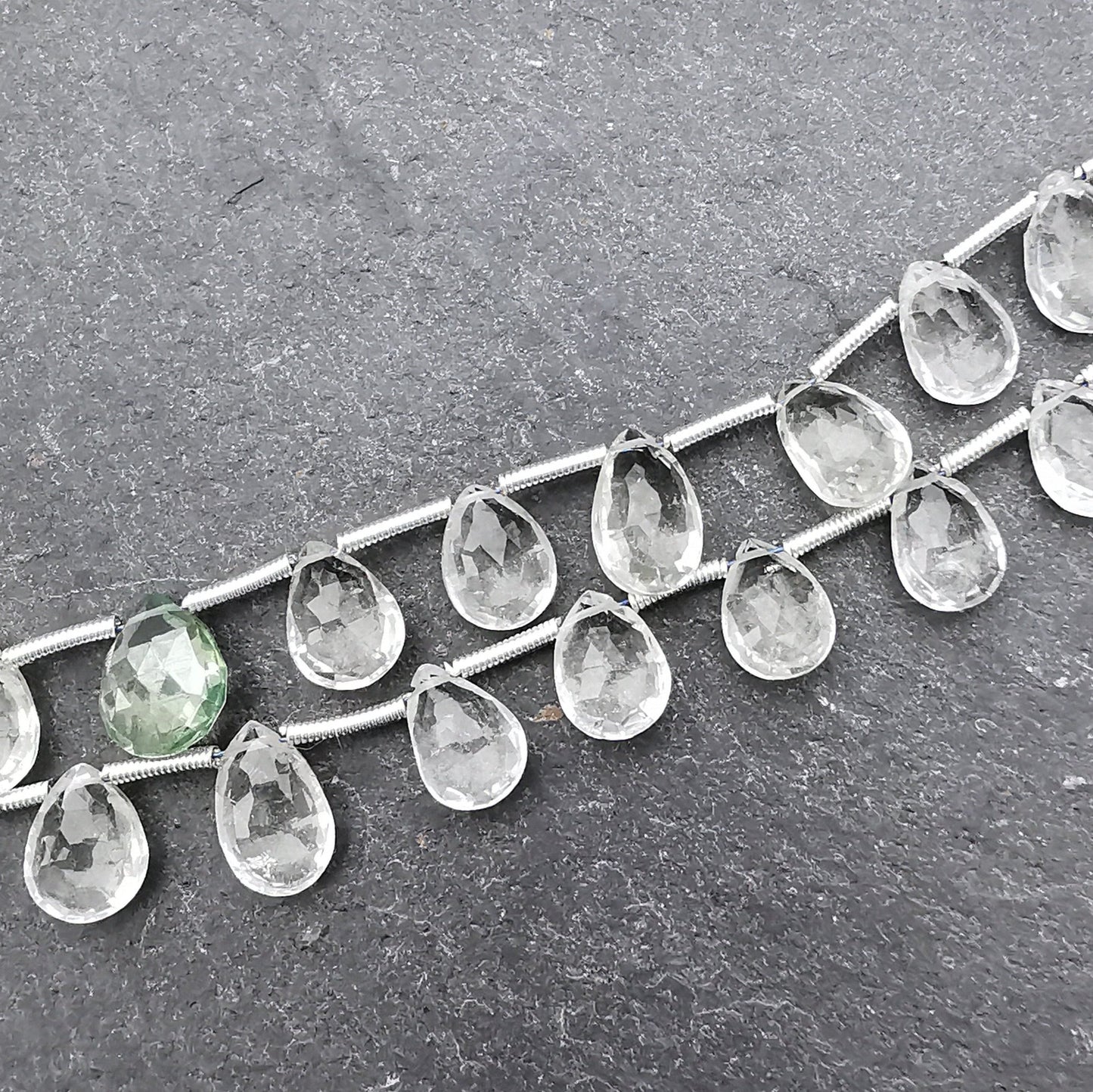 unique jewellers jaipur Semi Precious Beads Green Amethyst Faceted Briolette Per Bead