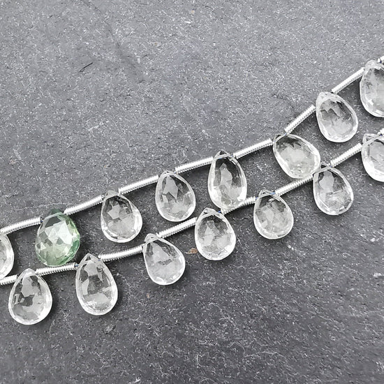 unique jewellers jaipur Semi Precious Beads Green Amethyst Faceted Briolette Per Bead