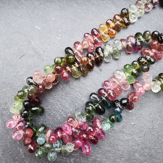 unique jewellers jaipur Semi Precious Beads Tourmaline AAA Grade Faceted Drop Briolettes (Set of 10)